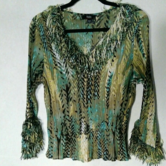 Ladies multi color Top by Violin Size 1X - Picture 1 of 6